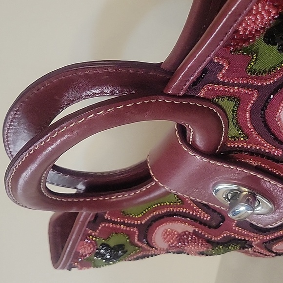 Vintage Isabella Fiore Y2K Floral Hand Beaded Satchel - Picture 6 of 14